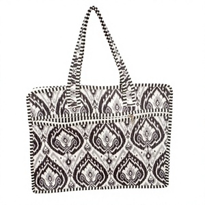 Handmade Quilted Block Print <b>Laptop</b> <b>Backpack</b> Tote Bag Striped Pattern Zipper Shoulder Handbag For Daily Travel Office Uses - Product Image 6