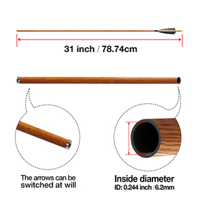 Mũi tên sợi carbon nguyên chất độ chính xác cao, đường kính 3.2mm, 4.2mm, 6.2mm, có vân gỗ và lông gà tây, dùng cho cung. - Product Image 4