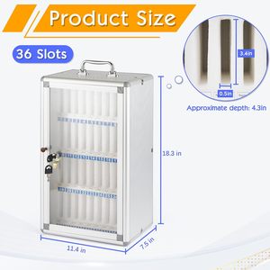 Gabinete de Almacenamiento de Aleación de Aluminio con 36 Ranuras <span class=keywords><strong>para</strong></span> Teléfonos <span class=keywords><strong>Celulares</strong></span>, Montable en Pared con Cerradura, Portátil - Product Image 2