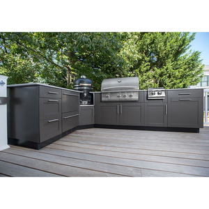 Îlot de cuisine extérieur moderne modulaire personnalisé pour appartement, avec grill et armoires de cuisine - Product Image 4