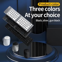 Keyboard Mini lipat ramah perjalanan, Keyboard dan Mouse nirkabel 2.4G & konektivitas Bt untuk tablet I.Pad dan Laptop