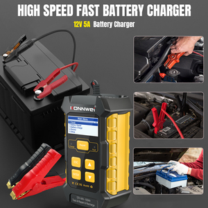 KONNWEI KW510 Probador de Baterías 12V para Coche, Cargador de Baterías 5A con Reparación por Pulsos para Baterías Húmedas, Secas, AGM, <span class=keywords><strong>Gel</strong></span> y de Plomo-Ácido, Herramienta de Reparación Automotriz - Product Image 6