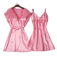 Chemise de nuit pour femmes, nuisette une pièce, robe de nuit mature et robe de chambre, vêtements de nuit sexy, vêtements de nuit sexy en satin brodé, ensembles de peignoirs