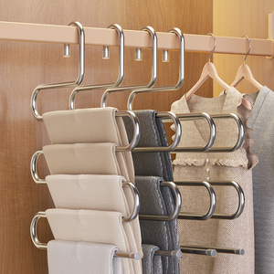 Estante de almacenamiento de acero inoxidable tipo S grueso para interior, multifuncional, antideslizante, sin rastro, percha para ropa, pantalones, faldas - Product Image 1