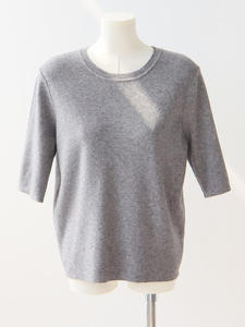 T-shirt décontracté d'été à col rond pour femme, coupe ajustée, couleur unie, respirant, en maille tricotée - Product Image 6