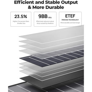 Panneau solaire pliable PERC Bo Ug ER V 200 Watts tout noir avec une efficacité de 23% Cellules de 125 mm x 125 mm - Product Image 3