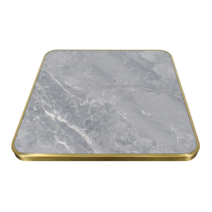 Mesa de comedor de <span class=keywords><strong>metal</strong></span> cepillado de titanio directo de fábrica de alta calidad, mesa de comedor de café de negocios cuadrada - Product Image 6