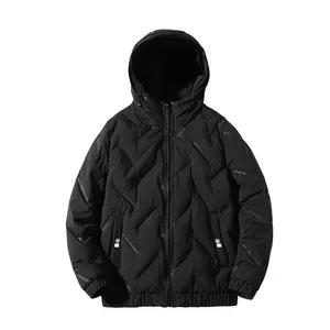 OEM toptan kışlık palto erkekler rüzgarlık özel Logo kapşonlu naylon ördek aşağı uzun palto
