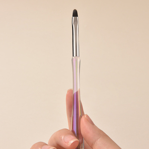 Pinceau à ongles en nylon synthétique durable avec manche en plastique transparent, ovale et plat, pour le gel, les lignes, les rayures, les motifs graphiques et les dessins floraux - Product Image 4