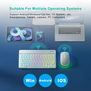 Rgb Backlight 78 Keys With Tablets Kit Bluetooth Mouse Combo And Wireless Mini Keyboard For Ipad