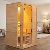 Sauna Uap Hemlock Finlandia Modern untuk Dalam Ruangan dengan Panel Kontrol Elektrik dan Pemanas Tungku untuk Spa di Rumah