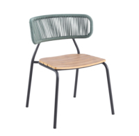 Chaises de salle à manger empilables en rotin PE tressé pour jardin, terrasse et balcon, avec table