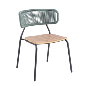 Rope Woven PE Rattan <b>Outdoor</b> Garden <b>Stackable</b> Dining <b>Chairs</b> with Table for Garden Patio Balcony - Product Image 4