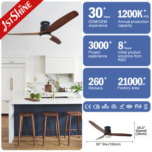 1stshine Ventilateur de plafond LED Vente en gros OEM Couleur encastré Éclairage à intensité variable Ventilateur de plafond avec télécommande - Product Image 3
