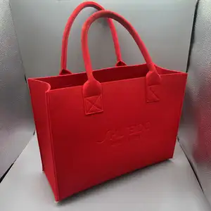 Popular Customized Logo Printing Big Felt Shopping Tote Bag Packaging Bag, Promotional Bag Handled,tote Bag Silk-screen