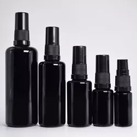 Flacon pompe compte-gouttes en verre givré noir de luxe personnalisé de 30 ml, flacon de sérum, flacon de lotion cosmétique rechargeable à fine brume, flacon pulvérisateur noir