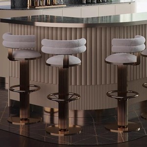 Taburetes altos de barra giratorios modernos, sillas para mesa de comedor de cocina, silla de altura de mostrador de lujo, taburete de barra giratorio de Metal con respaldo - Product Image 6