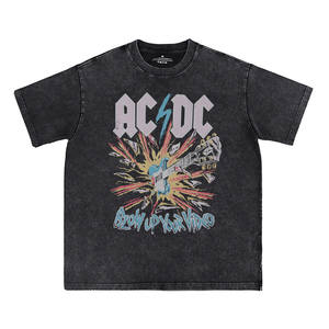 T-shirt à manches courtes ACDC Digital Direct-Print, style vintage américain, groupe de punk rock, 100% coton, coupe ample - Product Image 1