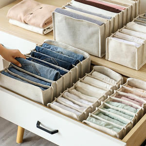 Organizador de Ropa para el Hogar, Cesta de Almacenamiento Plegable de Tela, Rectangular, de Color Sólido, Tipo Cajón, Caja de Almacenamiento Compartimentada para Armario - Product Image 3