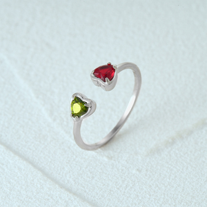 CANNER 925 <b>Silver</b> 5A Cubic Zirconia Double Heart <b>Ring</b> 18K Gold Plated <b>Adjustable</b> Heart <b>Ring</b> for Women Valentine's Day Wedding - Product Image 4