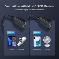 Dual USB 2.0 Stecker-zu-Buchse Y-Splitter-Adapter mit Nylon-Ummantelung für Daten- und Ladekabelverlängerung