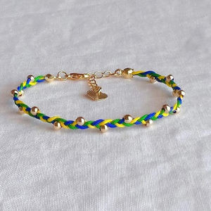 Bandera de moda pulsera de cuerda trenzada hecha a mano de acero inoxidable Cuenta de oro ajustable pulsera de banderas de países africanos <span class=keywords><strong>colombianos</strong></span> - Product Image 4
