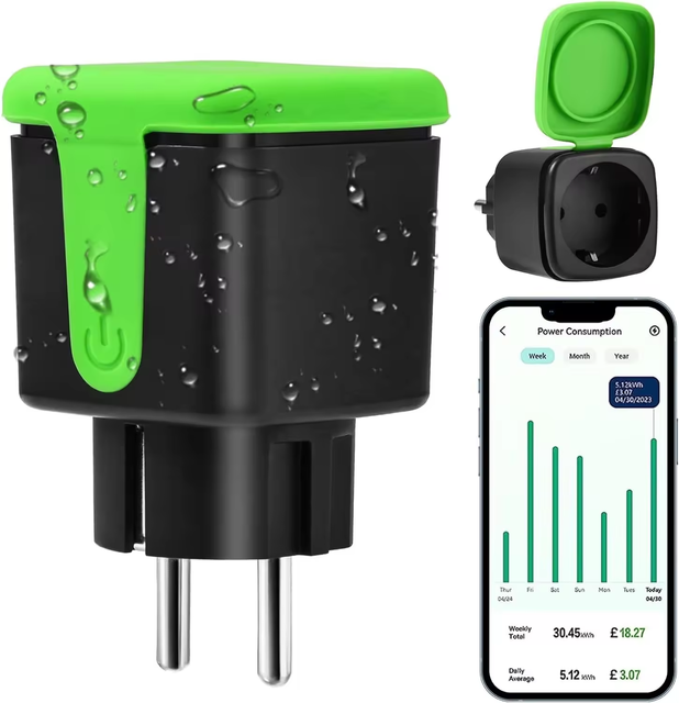 Tuya Wifi Waterproof Smart Plug 16A Power Monitor Electrical Socket Remote Timing Function Smart Outlet Work for SmartLife Alexa