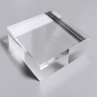Présentoir carré en acrylique poli, de petite taille, bloc d'affichage rectangulaire en Perspex, transparent et personnalisé, vente en gros