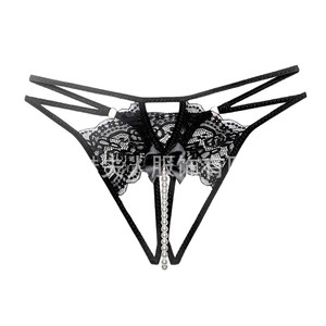 Culotte string sexy en dentelle pour femme, grande taille, noir et blanc, polyester, toucher réaliste, lingerie séduisante pour la Saint-Valentin - Product Image 4