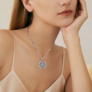 Merryshine 925 sterling silver segui i tuoi sogni bussola collana personalizzata con ciondolo immagine fai da te - Product Image 5
