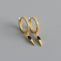 Boucles d'oreilles plaquées or 18 carats, boucles d'oreilles créoles en argent sterling 925, bijoux style minimaliste, zircone cubique, vente en gros