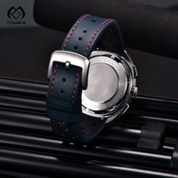 Montre pour homme en cuir avec bracelet en acier inoxydable, boucle luminescente, saphir, étanche, sportive, chronographe à quartz, vintage