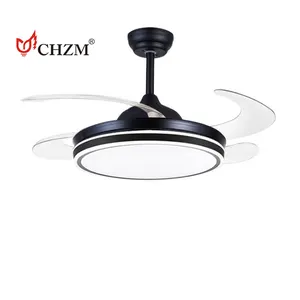 New LED invisible fan lamp frequency conversion intelligent dimming simple modern household integrated fan chandelier