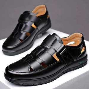 High Quality <b>Men's</b> Summer Black <b>Brown</b> Shoes <b>Sandal</b> Genuine Leather <b>Mens</b> Beach Sports Comfortable <b>Sandals</b> for <b>Men</b> Leather 2024 - Product Image 1