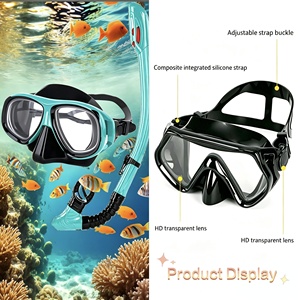 Masque de plongée en verre trempé anti-buée ASY et ensemble de tuba sec, masque de plongée pour adultes en silicone liquide anti-fuite pour le camping et les sports nautiques - Product Image 4