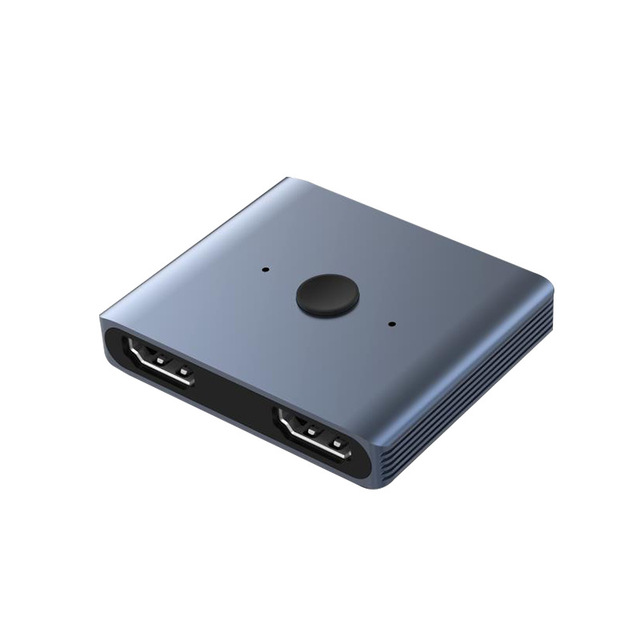 Grey Aluminium case hdmi 2.1 Switch 1 in 2 Out 8k 60hz hdmi Splitter 1 in 2 Out TV Split-screen Expander 4k hdmi Splitter