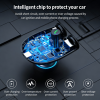 Allume-cigare portable pour voiture, kit de charge rapide PD, double USB, chargeur de téléphone mains libres, lecteur MP3 BT5.0, émetteur FM sans fil 1