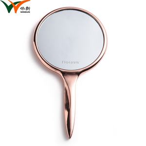 Rose Gold Metal Custom Logo Compact Makeup Cosmetic Travel Vanity Hand Big Mirror - Product Image 3