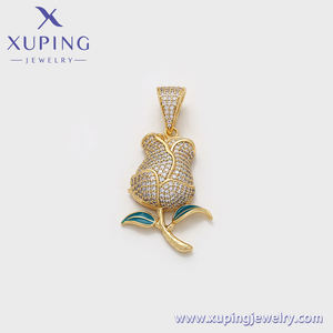 XUPING perhiasan grosir jumlah besar 14K warna emas, perhiasan liontin mawar lapis modis elegan untuk wanita - Product Image 3