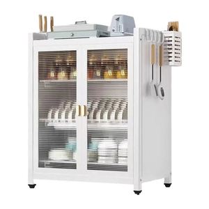 ตู้ครัวพับได้สีขาว ชั้นวางจานโลหะแบบหนา 3 ชั้น สำหรับจัดเก็บ - Product Image 1