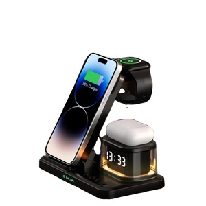 Chargeur sans fil magnétique rapide 15W pliable multifonction portable 5-en-1 populaire 2026 avec réveil – Prix de gros - Product Image 1