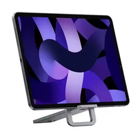 Support de téléphone pliable et réglable en alliage d'aluminium argenté au design unique et pratique pour bureau, lit, salon – Compatible avec les téléphones de 3,5 à 6,5 pouces