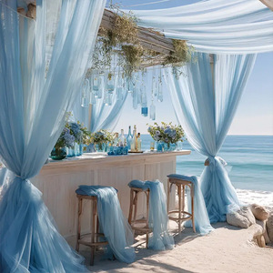 Cortinas de tela de gasa transparente elegantes, directas de fábrica, para telón de fondo de arco de boda, cortinas transparentes para techos de boda, cortinas para decoración de bodas - Product Image 5