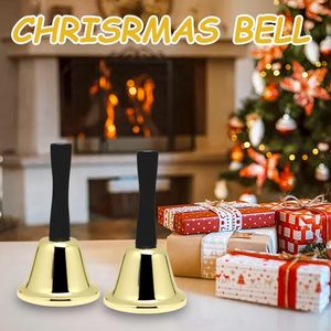 Cloche de Noël en métal de haute qualité, bon marché, dorée et argentée, avec manche en bois, motif Père Noël, pour la décoration de Noël - Product Image 5