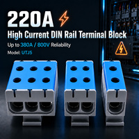 UTJ5 Borne à vis sur rail DIN automobile Block-PA66 nylon 5-10 AWG 220A Max Ampli continu Contact aluminium Barrière électrique