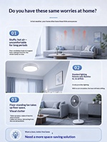Ventilateur de plafond LED rétractable moderne avec lumière, pales invisibles, télécommande, luminaire encastré pour salon intérieur