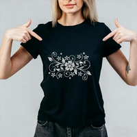 Vente chaude : Motif floral personnalisé en strass thermocollant pour T-shirts