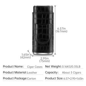 सिगार उच्च गुणवत्ता वाले चमड़े की ट्यूब सिगार के मामले में हुमडोर 3 उंगली सिगार यात्रा पोर्टेबल लक्जरी टिकाऊ - Product Image 6