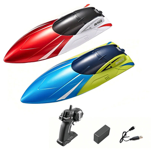Bateau télécommandé DWI 2.4G à double rames, mini bateau de course RC, bateau télécommandé électrique étanche pour enfants, jouets - Product Image 1