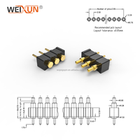 Personalizado 2,54 Pitch Plug-In 3A Corriente 5 pines Conector de resorte Terminal Pogo Pin para productos electrónicos